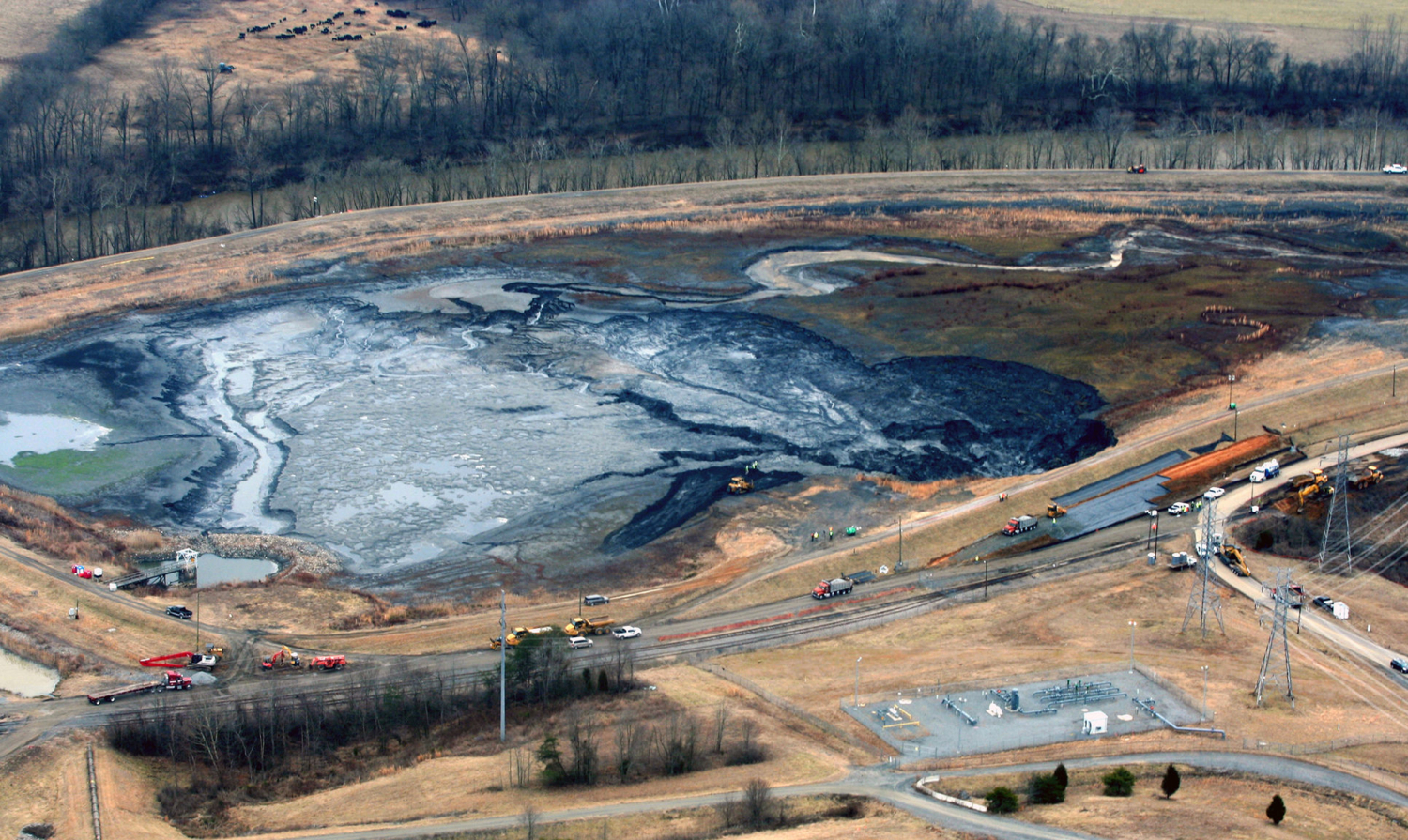 coal ash spilling into river