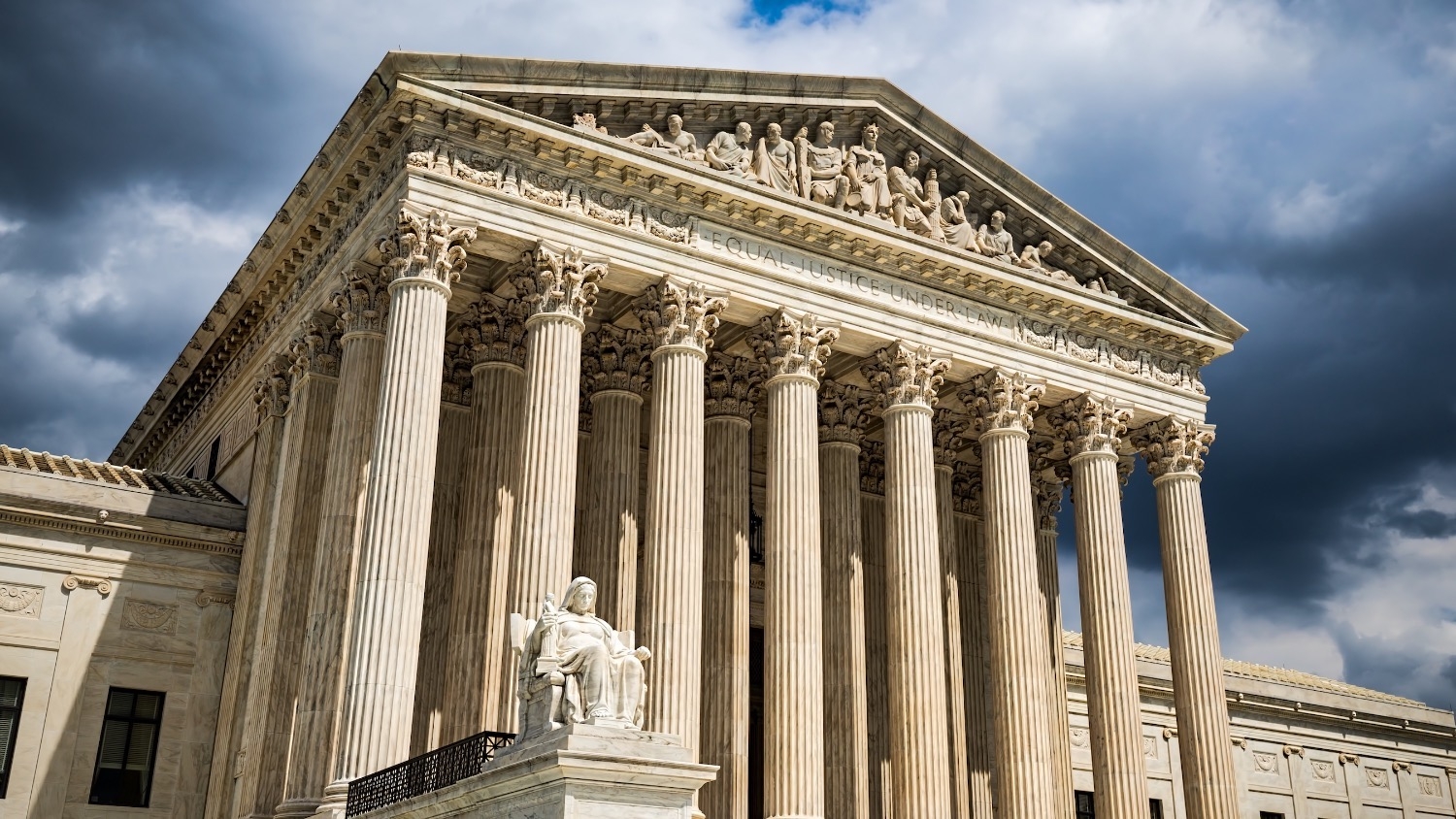 The front of the US Supreme Court building in Washington, DC.