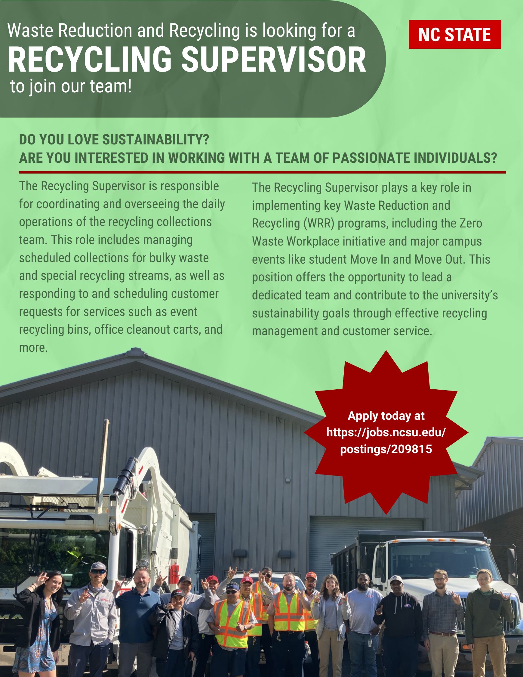 Job Description and Team Photo